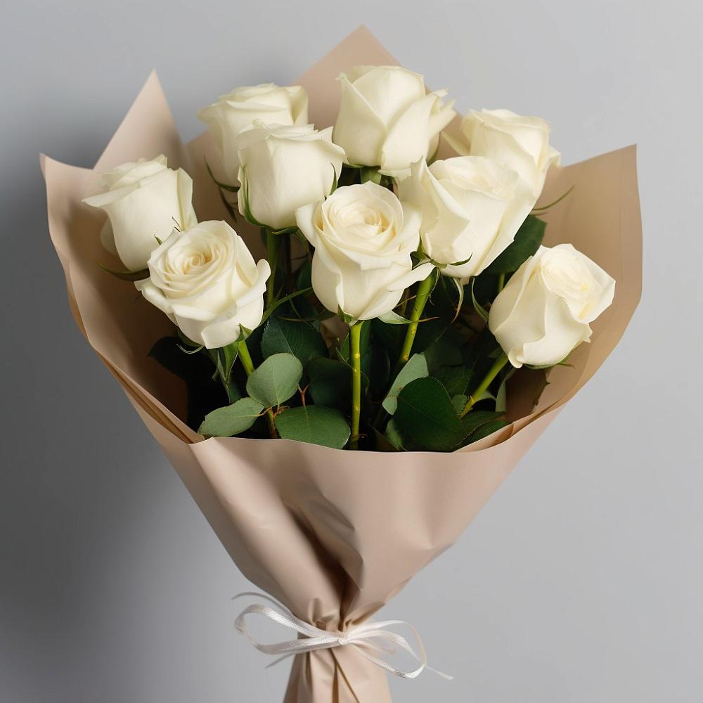 Букет 9 Белых роз Эдлесс Лав в Мочилы