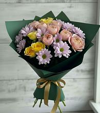 Букет цветов из:  Хризантемы и Розы в Мочилы