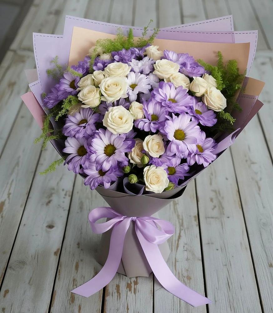 Букет цветов из: Хризантемы и Розы в Мочилы